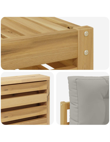 Set di divani da esterno 4 pcs Bianco e Grigio Chiaro