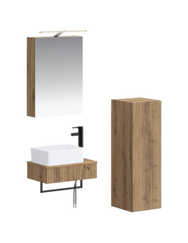 Set di Armadi da Bagno 4 pcs Rovere Artigianale