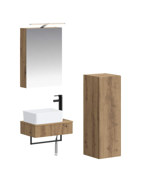 Set di Armadi da Bagno 4 pcs Rovere Artigianale