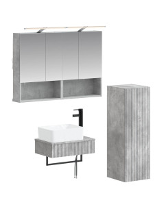 Set di Armadi da Bagno 4 pcs Grigio Cemento 50 x 14,5 x 70 cm