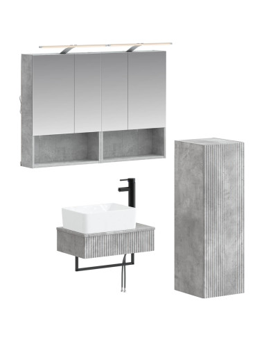 Set di Armadi da Bagno 4 pcs Grigio Cemento 50 x 14,5 x 70 cm