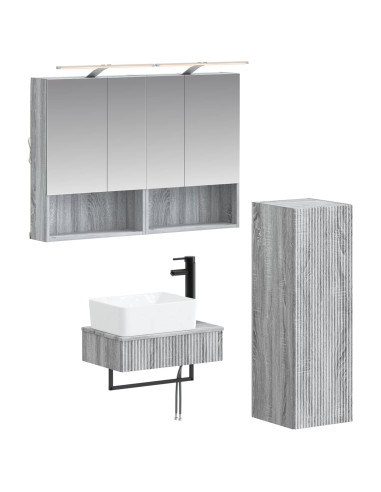 Set di Armadi da Bagno 4 pcs Sonoma grigio 50 x 14,5 x 70 cm