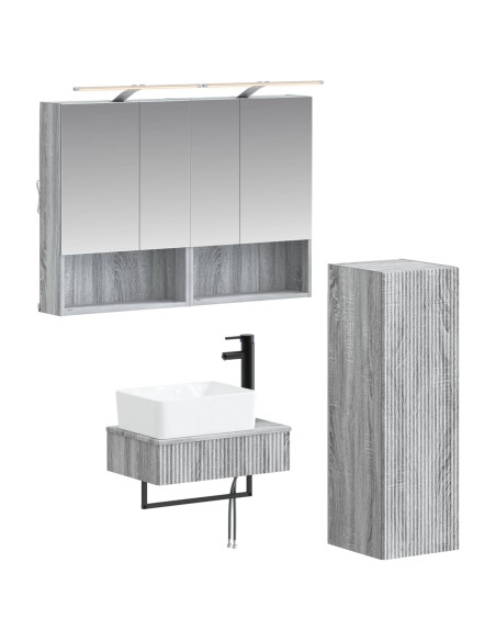 Set di Armadi da Bagno 4 pcs Sonoma grigio 50 x 14,5 x 70 cm