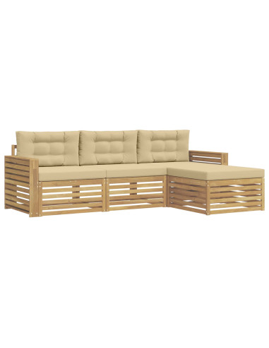 Set di divani da esterno 4 pcs Bianco e Beige