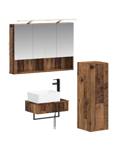 Set di Armadi da Bagno 4 pcs Legno antico 50 x 14,5 x 70 cm