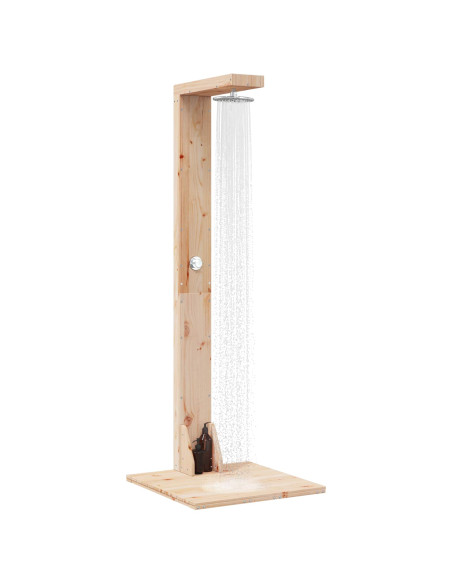 Doccia da esterno 210 cm Legno massello di pino e acciaio inox