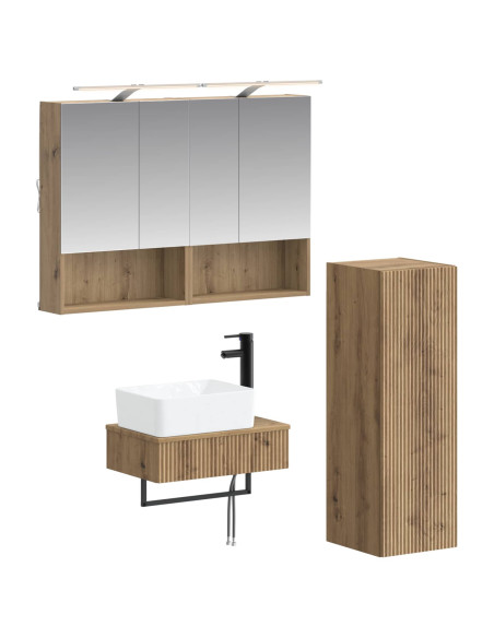 Set di Armadi da Bagno 4 pcs Rovere Artigianale