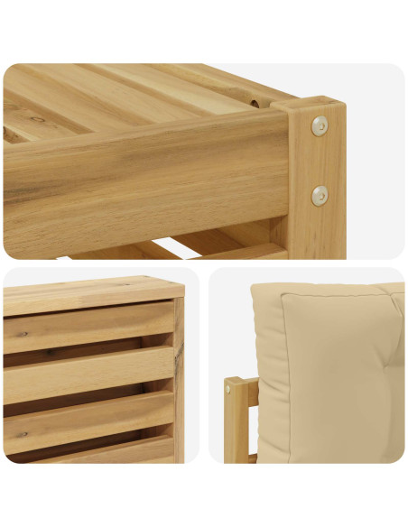 Set di divani da esterno 4 pcs Bianco e Beige
