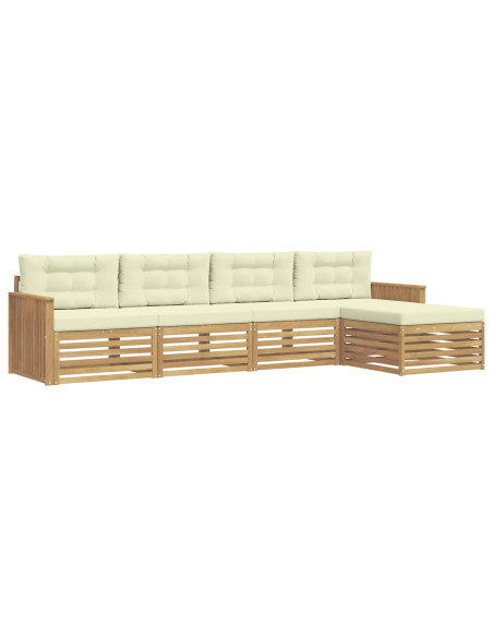 Set di divani da esterno 5 pcs Bianco e Crema