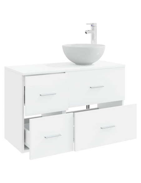 Set di mobili per il bagno 2 pcs Bianco Legno ingegnerizzato