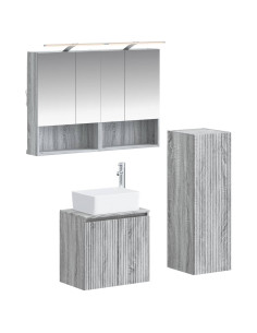 Set di mobili per il bagno 4 pcs Sonoma grigio