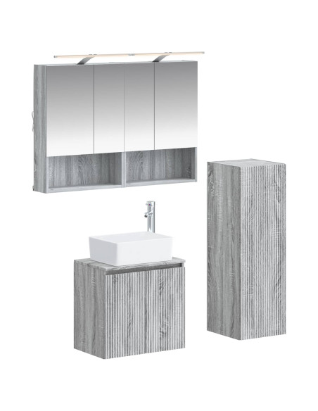 Set di mobili per il bagno 4 pcs Sonoma grigio