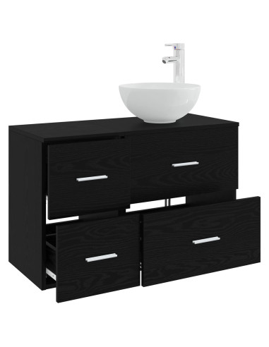 Set di mobili per il bagno 2 pcs Rovere Nero