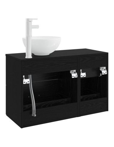 Set di mobili per il bagno 2 pcs Rovere Nero