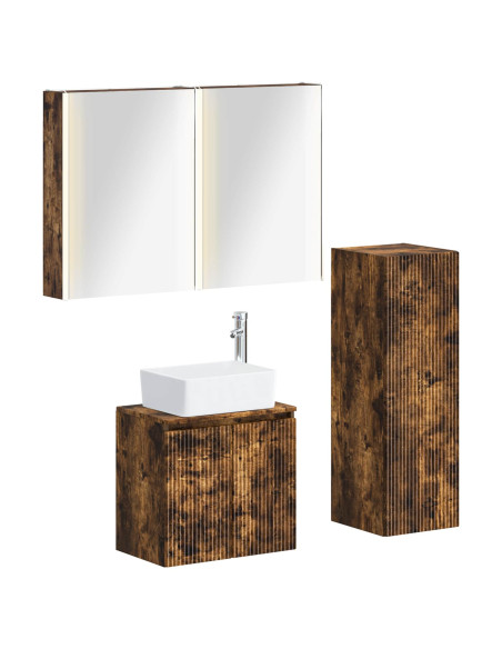 Set di mobili per il bagno 4 pcs Rovere Fumo