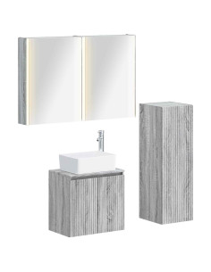 Set di mobili per il bagno 4 pcs Sonoma grigio