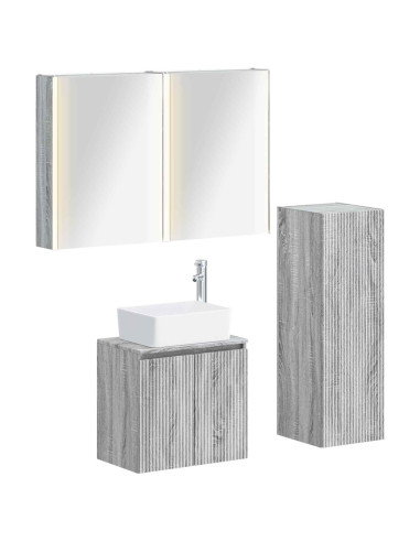 Set di mobili per il bagno 4 pcs Sonoma grigio