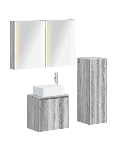Set di mobili per il bagno 4 pcs Sonoma grigio