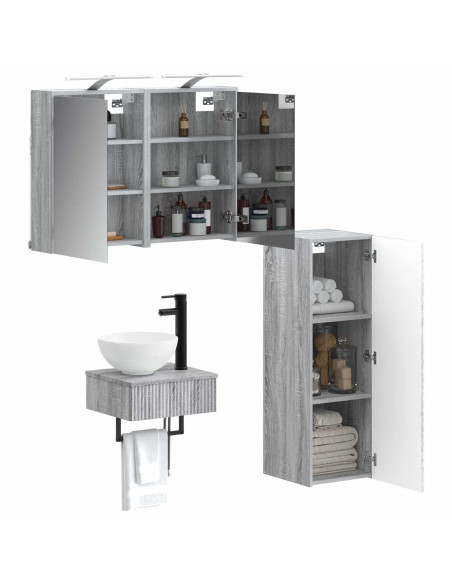 Set di Armadi da Bagno 4 pcs Sonoma grigio 43 x 16 x 62,5 cm