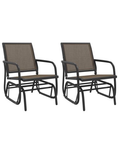 Sedie a Dondolo Giardino 2pz Marroni 61x76x87 Textilene Acciaio