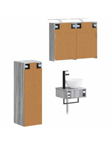 Set di Armadi da Bagno 4 pcs Sonoma grigio 43 x 16 x 62,5 cm