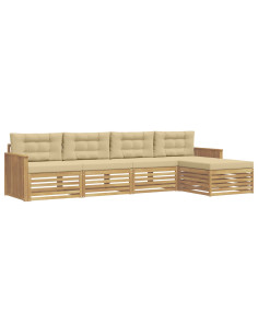 Set di divani da esterno 5 pcs Bianco e Beige 2