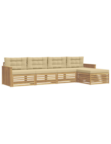 Set di divani da esterno 5 pcs Bianco e Beige