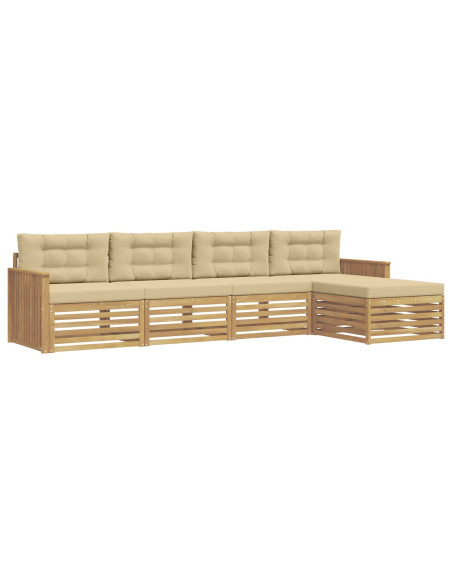 Set di divani da esterno 5 pcs Bianco e Beige
