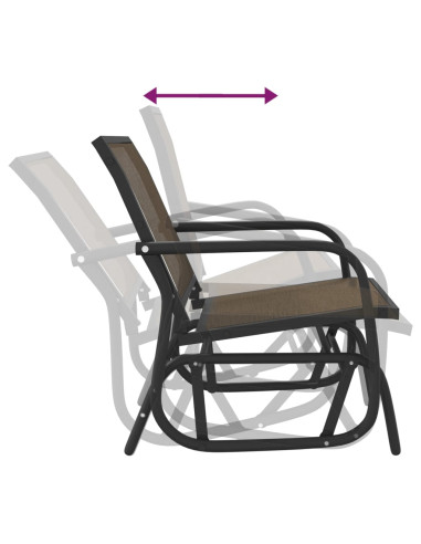 Sedie a Dondolo Giardino 2pz Marroni 61x76x87 Textilene Acciaio