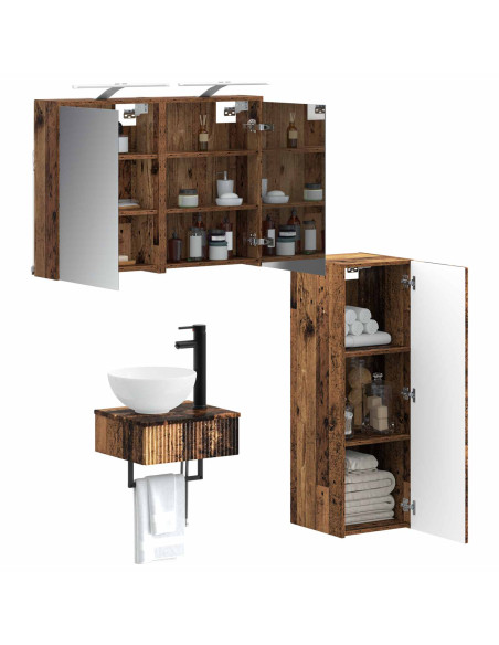 Set di Armadi da Bagno 4 pcs Legno antico 43 x 16 x 62,5 cm