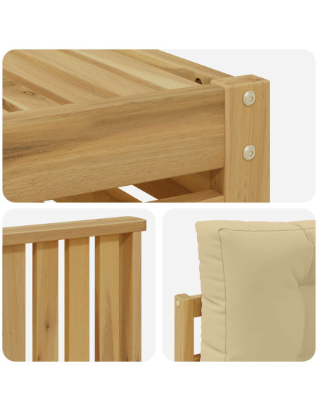Set di divani da esterno 5 pcs Bianco e Beige