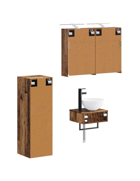 Set di Armadi da Bagno 4 pcs Legno antico 43 x 16 x 62,5 cm