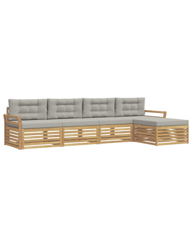 Set di divani da esterno 5 pcs Bianco e Grigio Chiaro