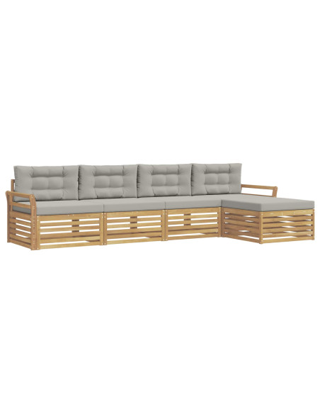 Set di divani da esterno 5 pcs Bianco e Grigio Chiaro