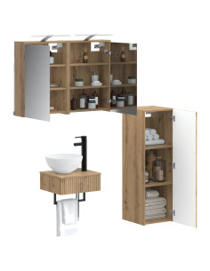Set di Armadi da Bagno 4 pcs Rovere Artigianale 2