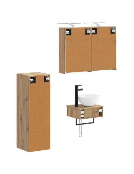Set di Armadi da Bagno 4 pcs Rovere Artigianale