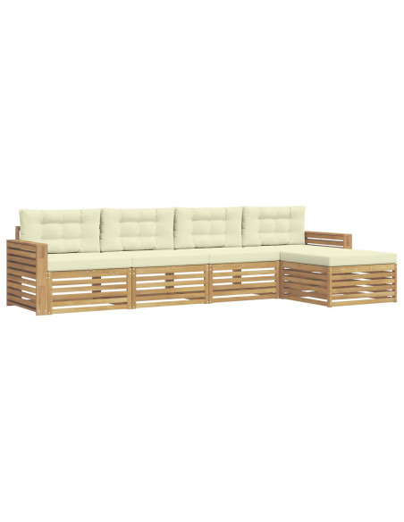 Set di divani da esterno 5 pcs Bianco e Crema