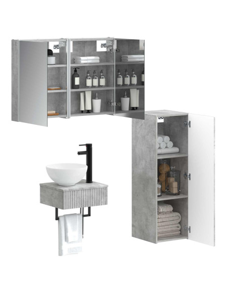 Set di Armadi da Bagno 4 pcs Grigio Cemento 43 x 11,5 x 60,5 cm