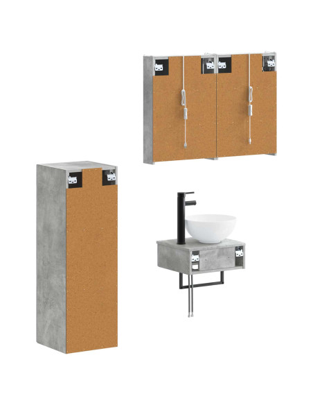 Set di Armadi da Bagno 4 pcs Grigio Cemento 43 x 11,5 x 60,5 cm