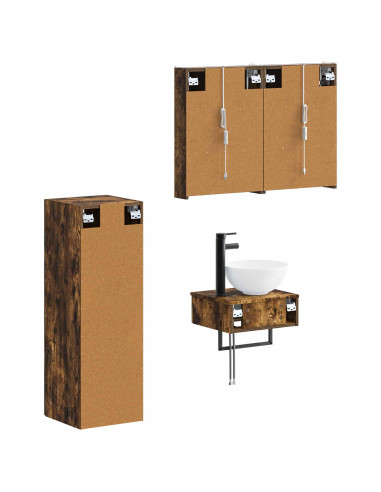 Set di Armadi da Bagno 4 pcs Rovere Fumo 43 x 11,5 x 60,5 cm