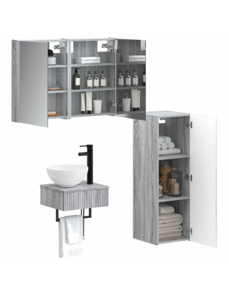 Set di Armadi da Bagno 4 pcs Sonoma grigio 43 x 11,5 x 60,5 cm