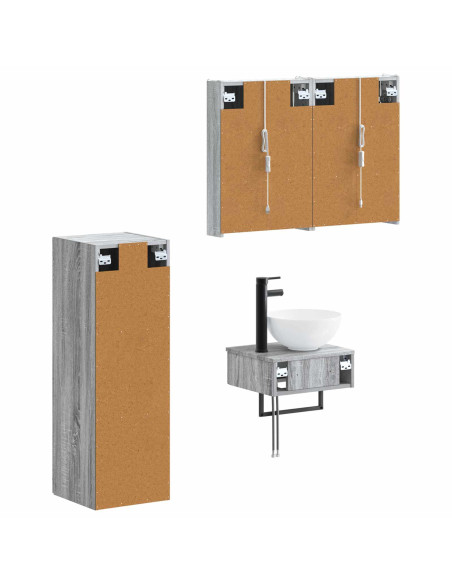 Set di Armadi da Bagno 4 pcs Sonoma grigio 43 x 11,5 x 60,5 cm