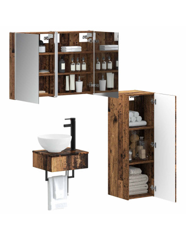 Set di Armadi da Bagno 4 pcs Legno antico 43 x 11,5 x 60,5 cm