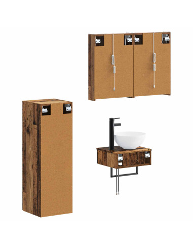 Set di Armadi da Bagno 4 pcs Legno antico 43 x 11,5 x 60,5 cm