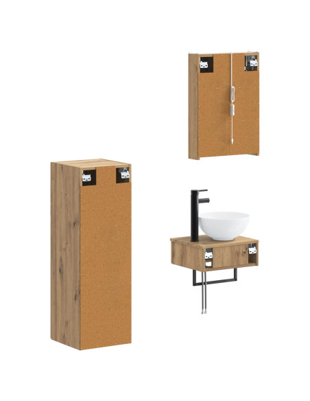 Set di Armadi da Bagno 4 pcs Rovere Artigianale