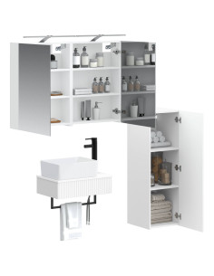 Set di Armadi da Bagno 4 pcs Bianco 50 x 14,5 x 70 cm 2