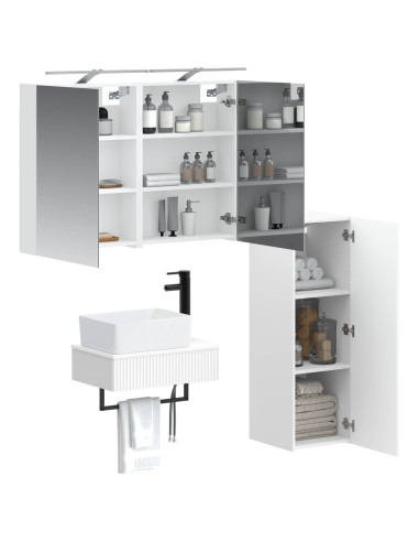 Set di Armadi da Bagno 4 pcs Bianco 50 x 14,5 x 70 cm