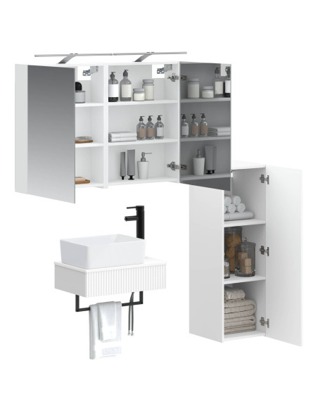 Set di Armadi da Bagno 4 pcs Bianco 50 x 14,5 x 70 cm