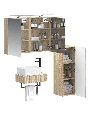 Set di Armadi da Bagno 4 pcs Rovere Sonoma 50 x 14,5 x 70 cm