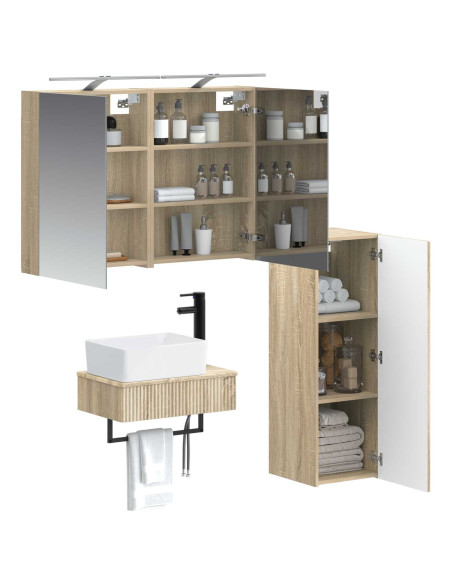 Set di Armadi da Bagno 4 pcs Rovere Sonoma 50 x 14,5 x 70 cm